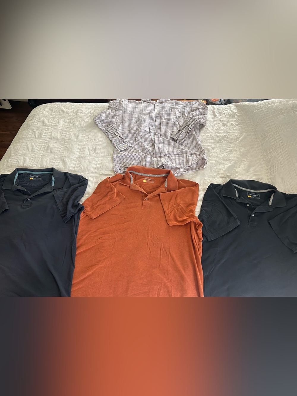 Eddie Bauer men’s XLT bundle. 3 polos and 1 button up
